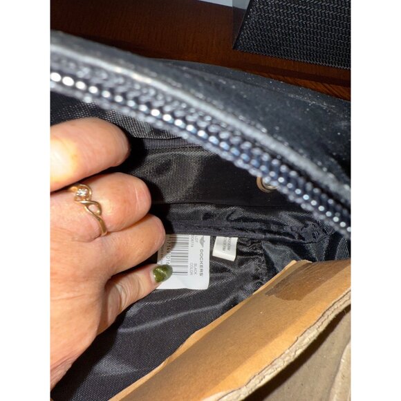 Dockers Mens Black Synthetic Leather Toiletry/Shoe Bag With Handle & Ventilation - Picture 3 of 8